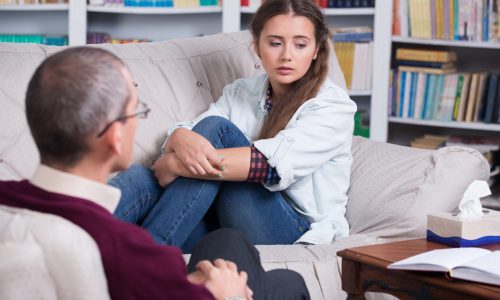 Psychiatrist and patient Teenage girl
